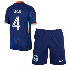 Holandsko Virgil van Dijk #4 Dětské Venkovní dres komplet ME 2024 Krátký Rukáv (+ trenýrky)